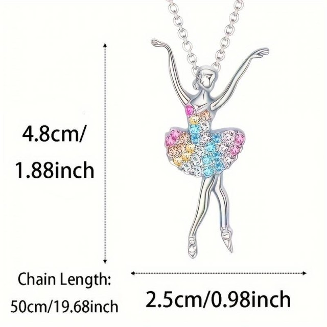 Verižica balet v srebrni barvi, baletka, balerina