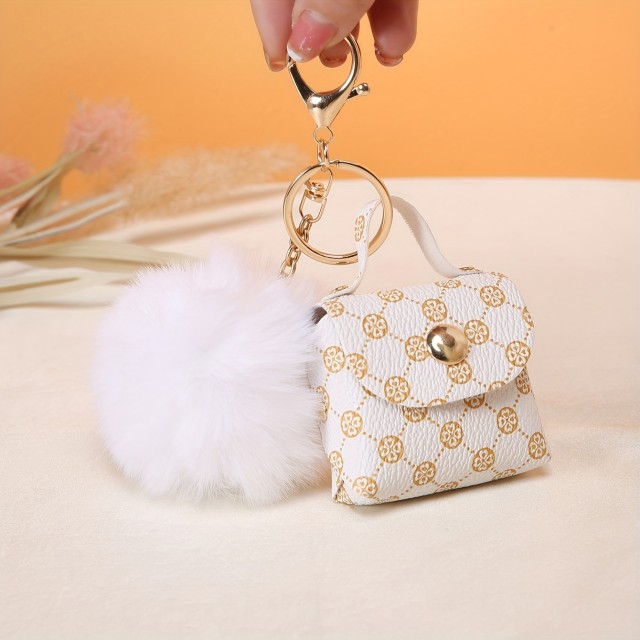 Vintage obesek za ključe z mini torbico in plišom 2 barvi