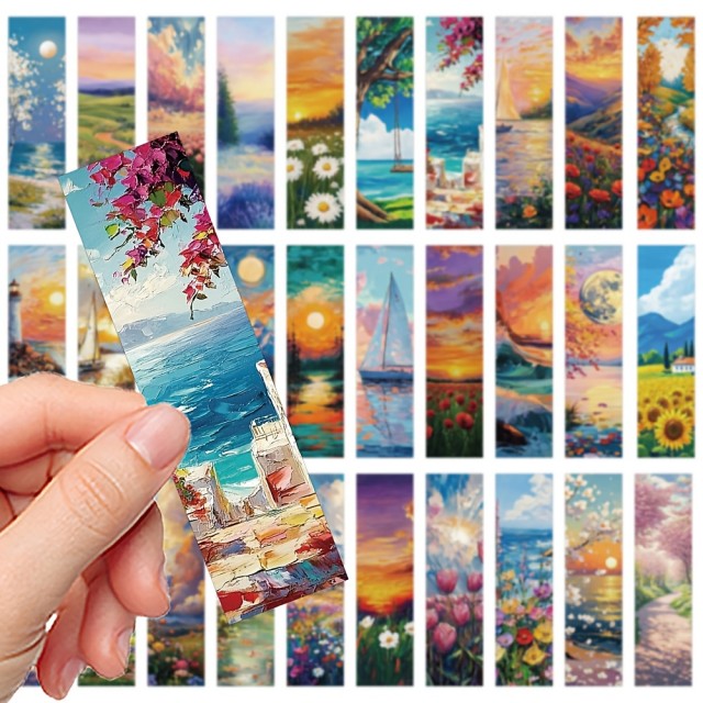 Komplet 30 knjižnih kazal z motivom oljnih slik