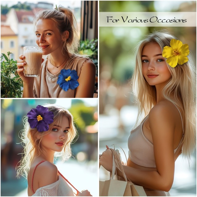  Poletna okrasna sponka za lase – Hibiskusov cvet 5 barv 