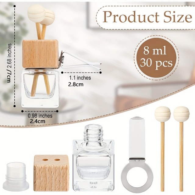 Steklenička z lesenim pokrovom in difuzor palčkami – 8 ml