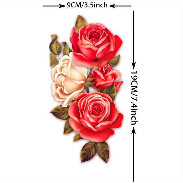 Vodoodporna tatu nalepka s 3D motivom pisanih cvetov