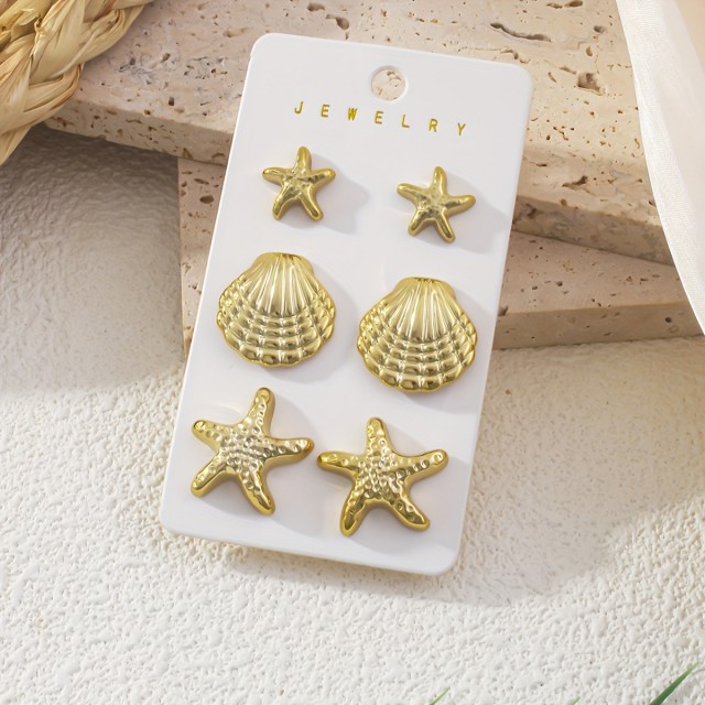 Komplet 3 parov poletnih vtičnih uhančkov, 2 barvi 