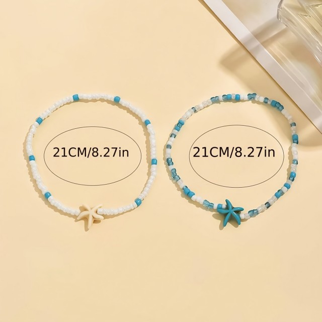 Komplet 2 zapestnic za nogo z morskimi zvezdicami