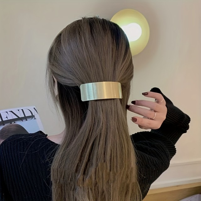 Elegantna široka pravokotna kovinska sponka za lase