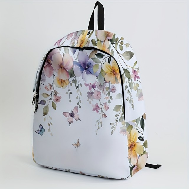 Eleganten nahrbtnik s cvetličnim vzorcem in metulji