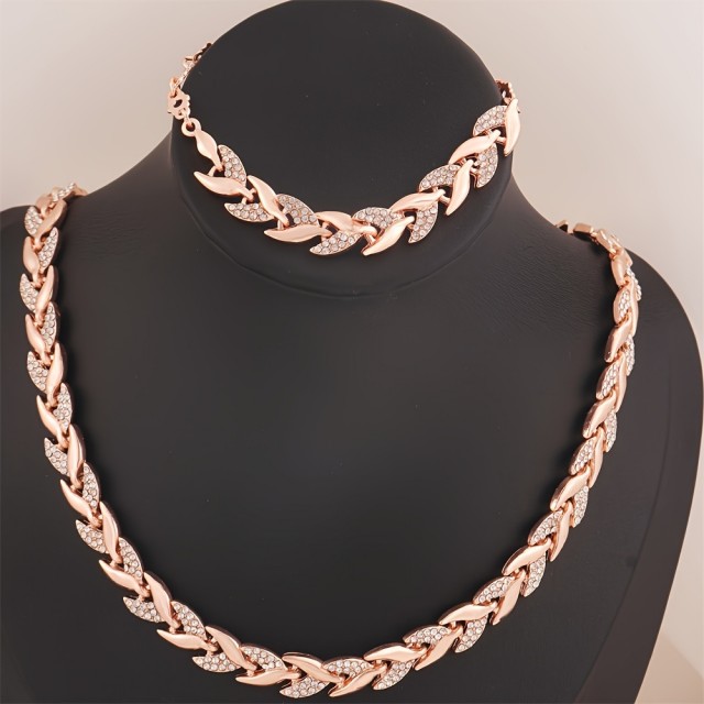 Eleganten dvodelni komplet z ogrlico in zapestnico 2 barvi