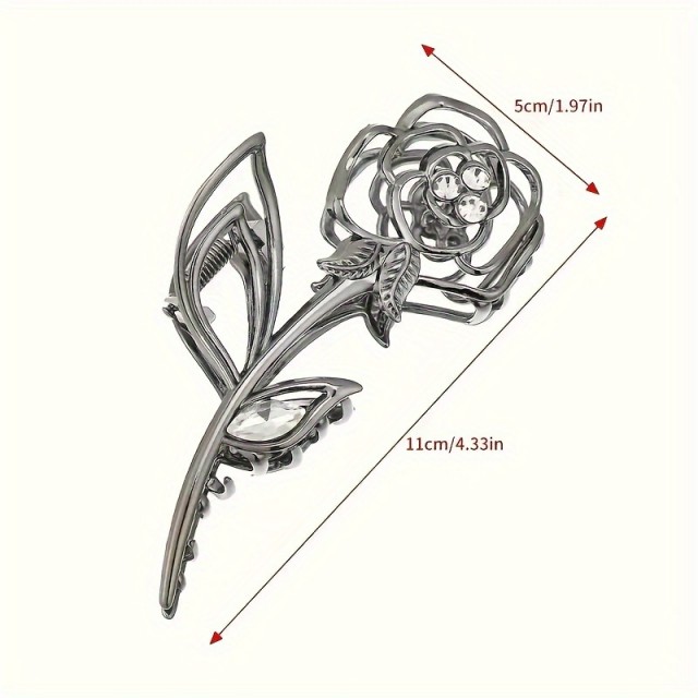 Srebrna kovinska sponka za lase v obliki rože