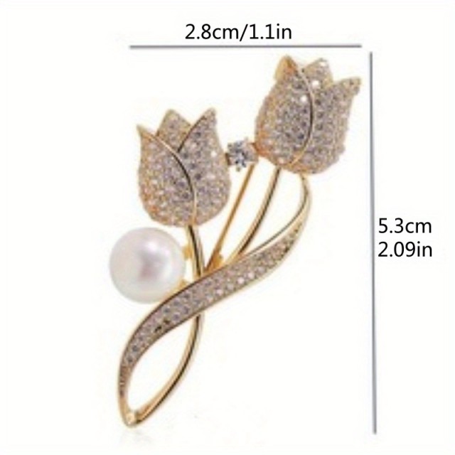 Elegantna broška s tulipanom srebrne barve