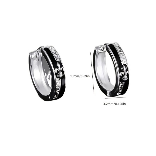 Moški uhani iz nerjavečega jekla s simbolom fleur-de-lis