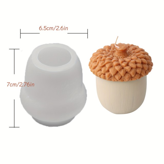 Velik 3D silikonski kalup za sveče v obliki želoda