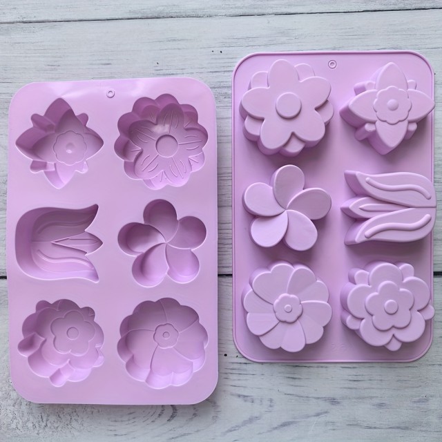 Komplet 3 silikonskih kalupov za izdelavo mila ali sveč cvetlični 