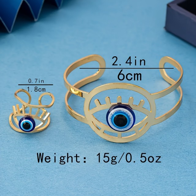 Dvodelni komplet zapestnica in prstan Evil Eye