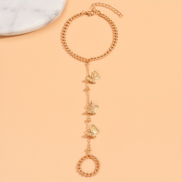 Ženska zapestnica & prstan v enem z metulji