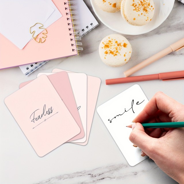 30 kosov Inspiracijskih Kartic z Afirmacijami - Pastelno Rožnate Motivacijske Kartice 