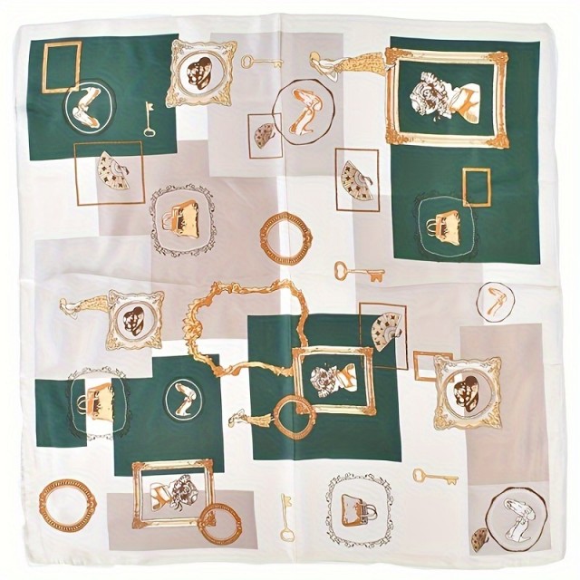 Elegantna ženska zelena ruta z vintage vzorcem