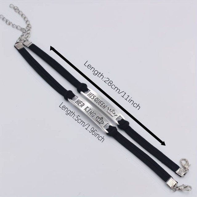 Komplet 2 zapestnic, HER KING HIS QUEEN