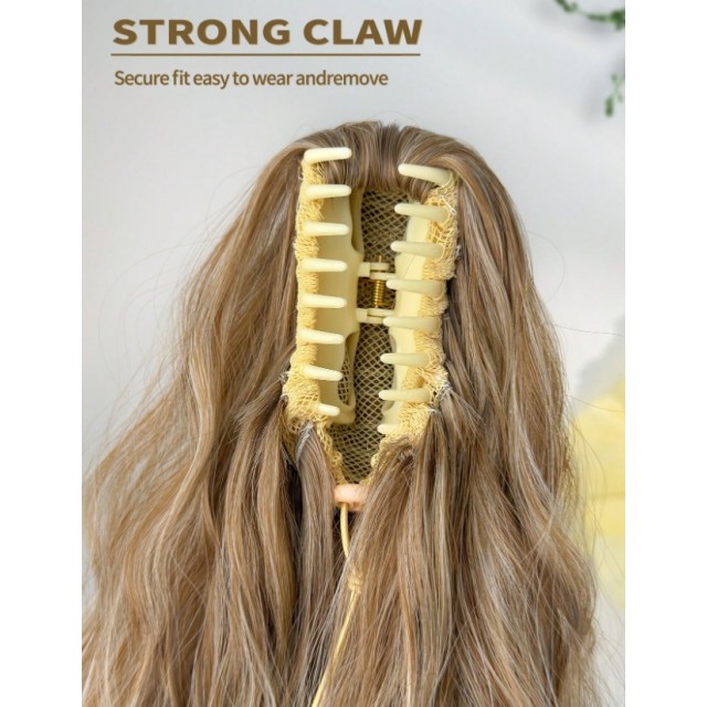 Valovit blond čop na klipsno – dolg in poln volumen