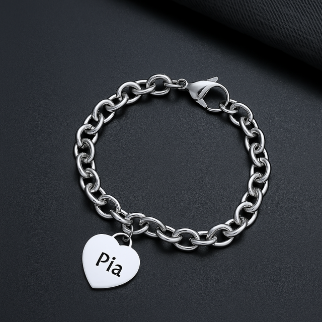 Personalizirana zapestnica z obeskom srca in gravuro po želji