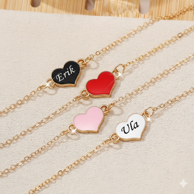 Personalizirana zapestnica s srcem in gravuro po želji