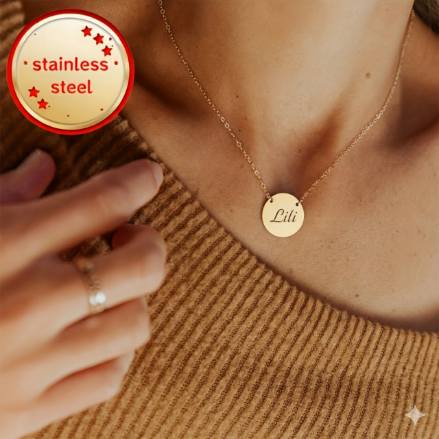 Personalizirana ogrlica z okroglim obeskom in gravuro po želji