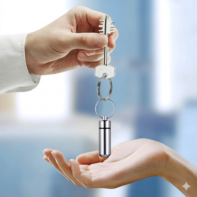 Vodotesen kovinski obesek za zdravila - Kapsula za tablete