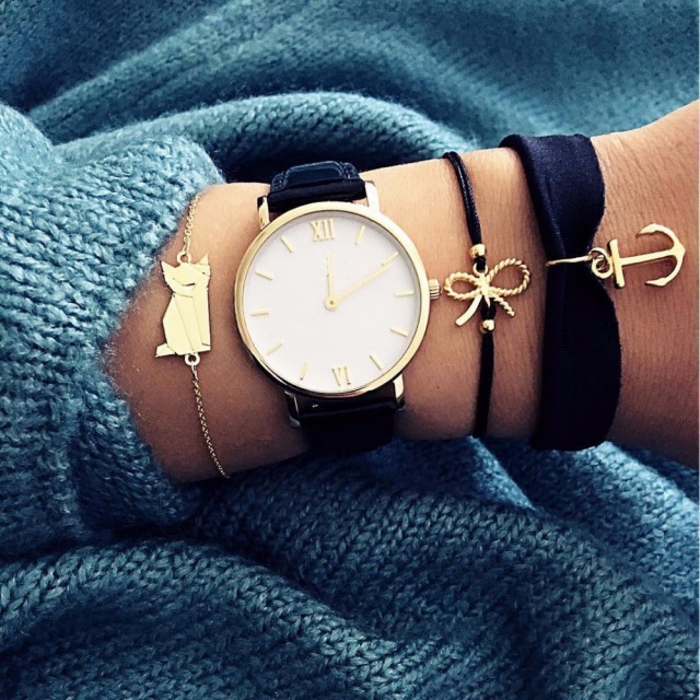 Set 3 zlatih zapestnic z muco in sidrom 