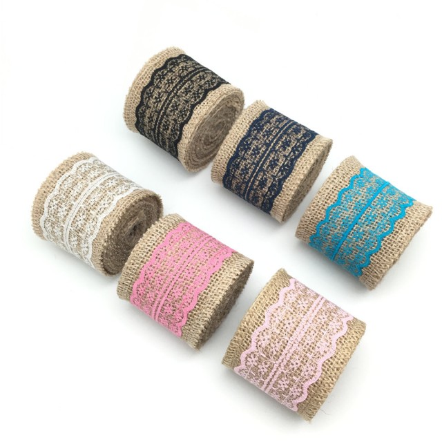 5m trak iz naravne jute z barvno čipko