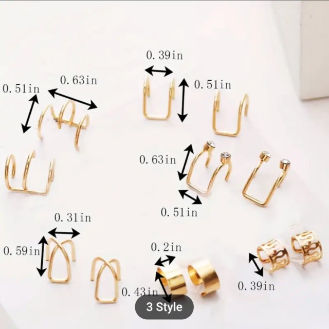 Komplet 12 uhanov v srebrni barvi, luknjice niso potrebne 