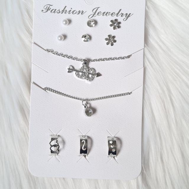 8-delni komplet nakita v srebrni barvi, KN15-2