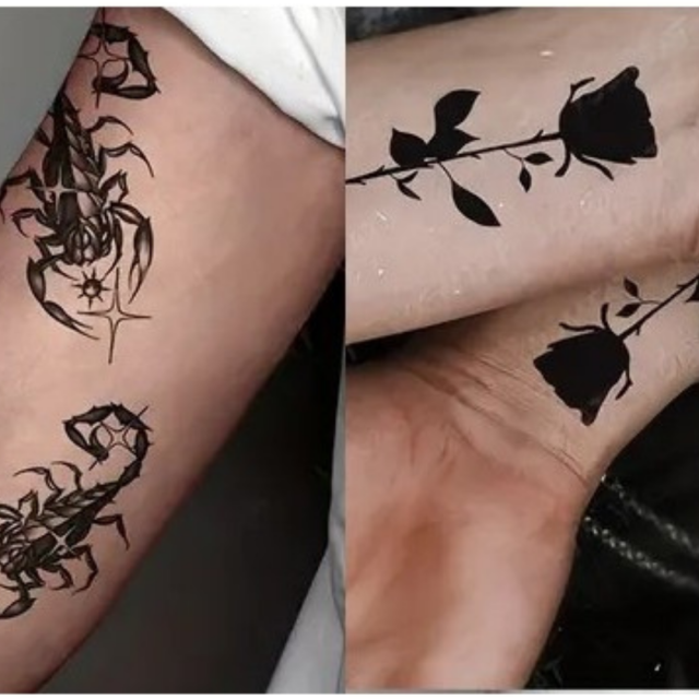 Komplet 3 tatu nalepk z vrtnico in škorpijoni