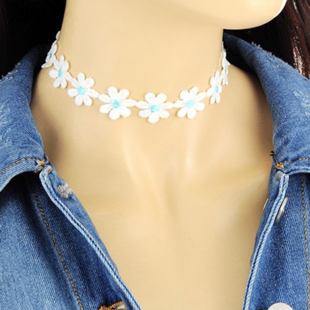 Choker verižica marjetice modre
