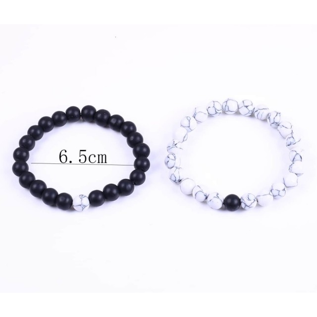 Komplet 2 zapestnic iz kamenčkov v črno-beli kombinaciji