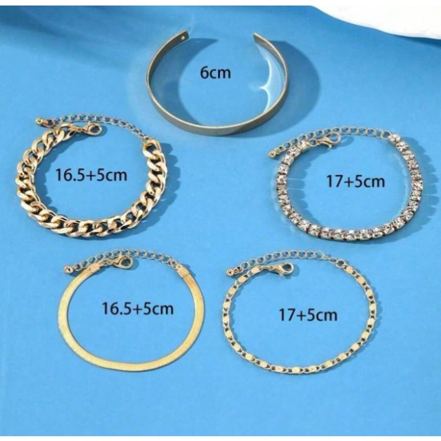 Eleganten set 5 zlatih zapestnic 