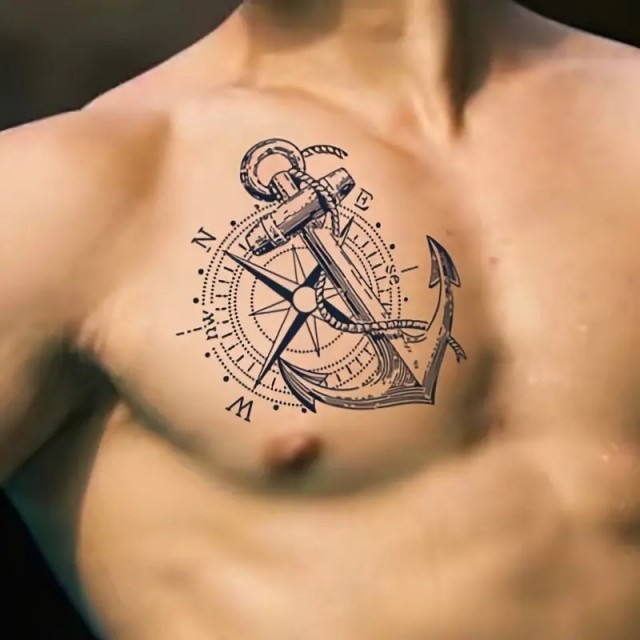 Komplet 6 začasnih tatu nalepk za moške sidro 