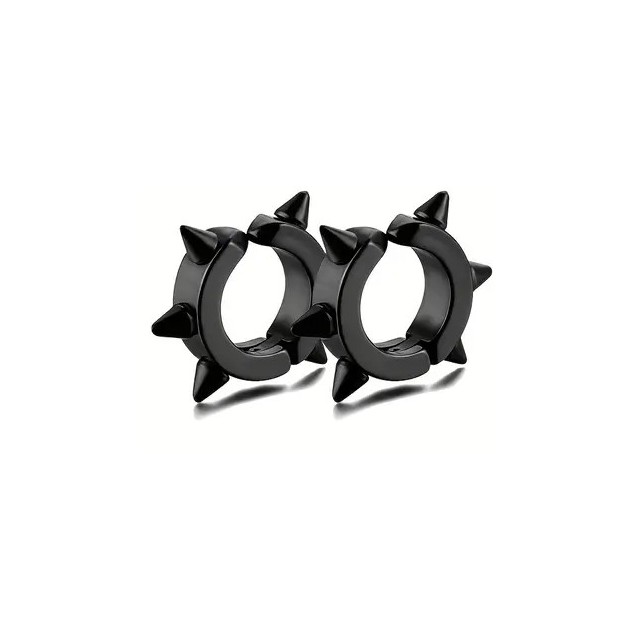 Moški uhani v črni barvi z netki brez prebadanja