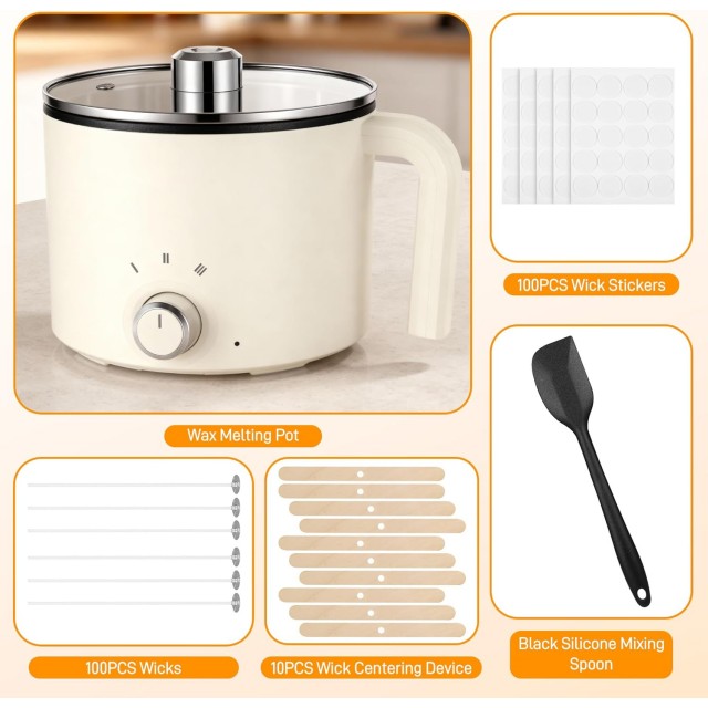 Začetni komplet za izdelavo sveč z električnim talilnikom voska (1,8 L)