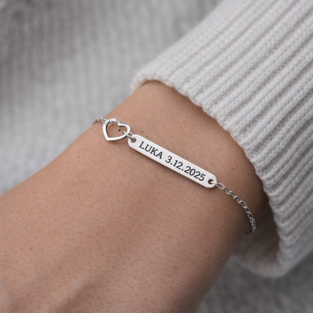 Personalizirana zapestnica po meri, srce in gravura po vaši želji