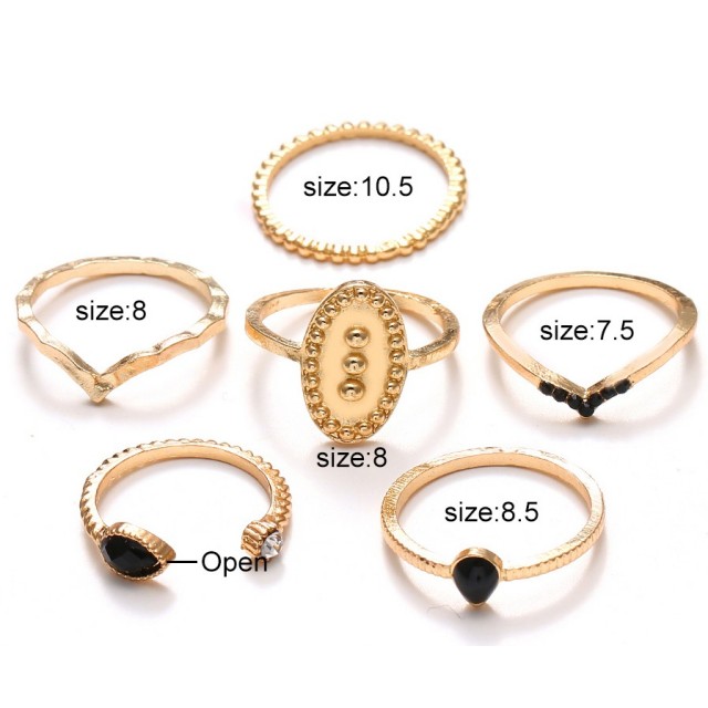 Komplet 6 prstanov v zlati barvi 333