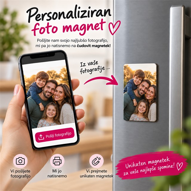 Personaliziran keramični foto magnet z vašo fotografijo