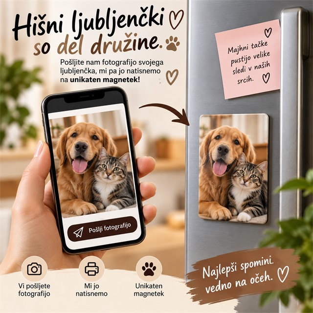 Personaliziran keramični foto magnet s fotografijo hišnega ljubljenčka