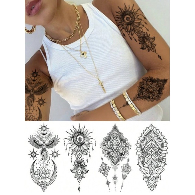 Komplet 4 večjih mandala tatoo nalepk
