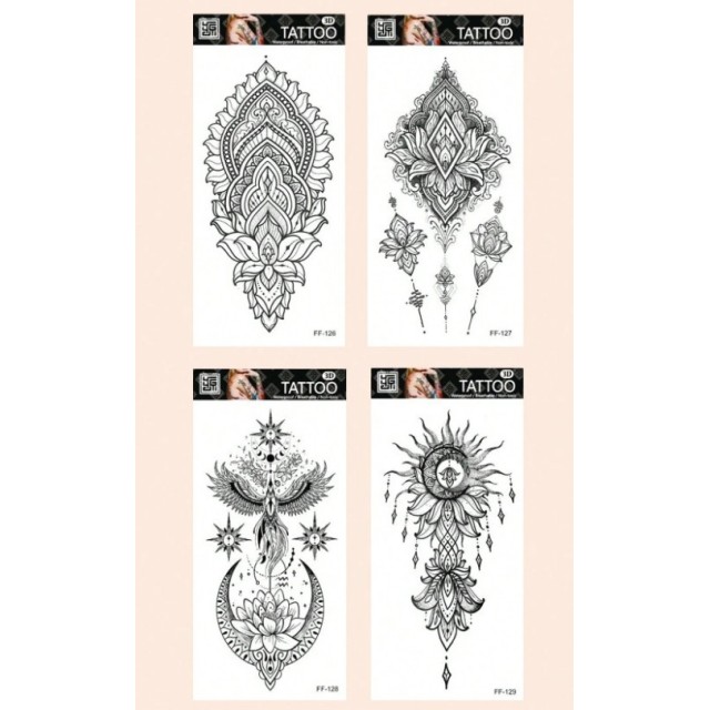 Komplet 4 večjih mandala tatoo nalepk