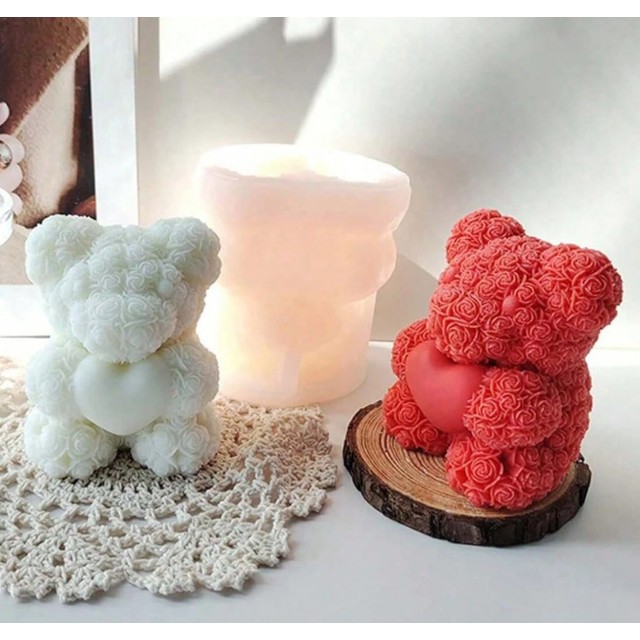 3D silikonski kalup v obliki medvedka s srčkom