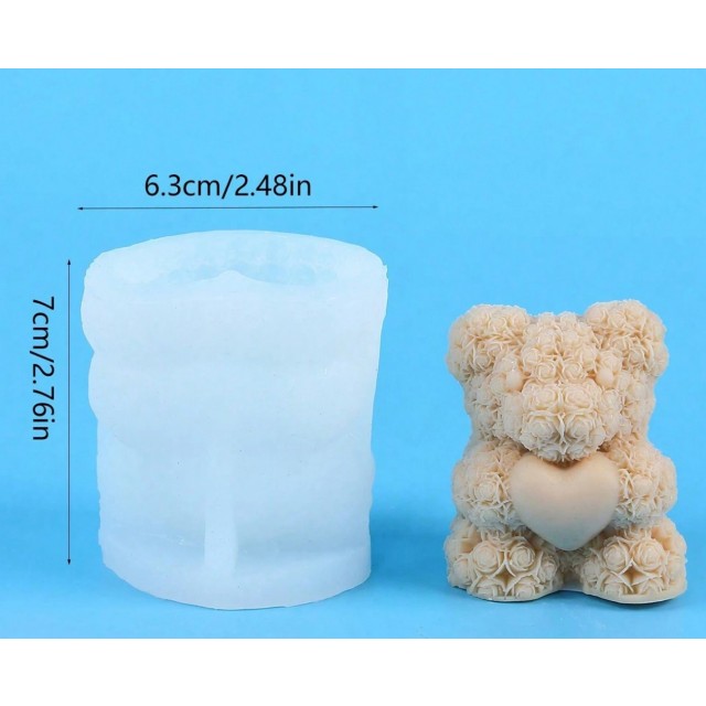 3D silikonski kalup v obliki medvedka s srčkom