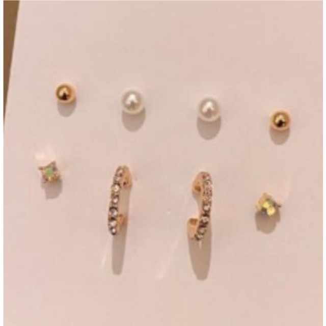 Komplet vtičnih uhanov belo zlate barve