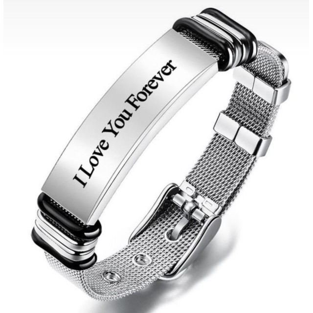 Personalizirana moška zapestnica v srebrni ali črni barvi