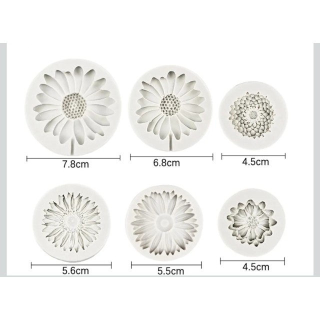 6 delni komplet silikonskih model v obliki rož 