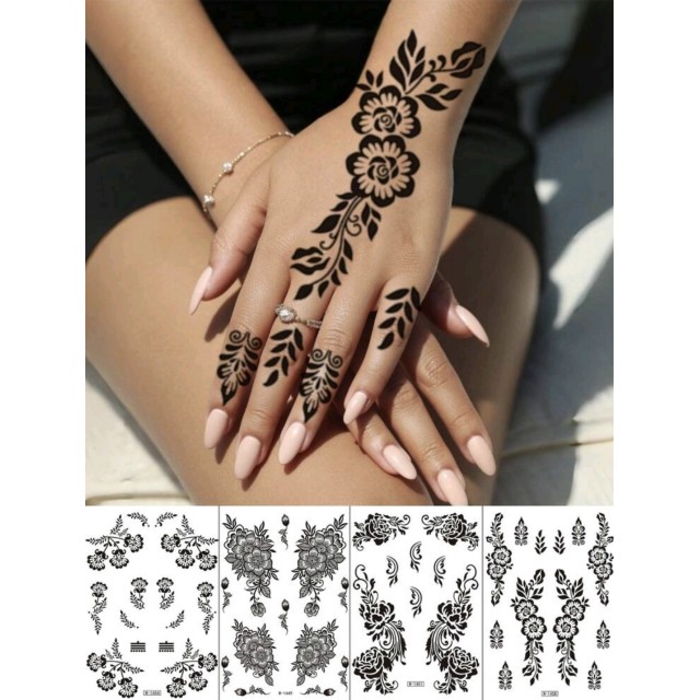 Komplet 4 začasnih tattoo nalepk z mandala potiskom 