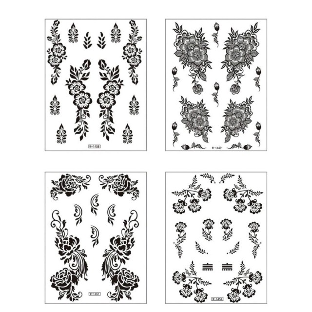 Komplet 4 začasnih tattoo nalepk z mandala potiskom 